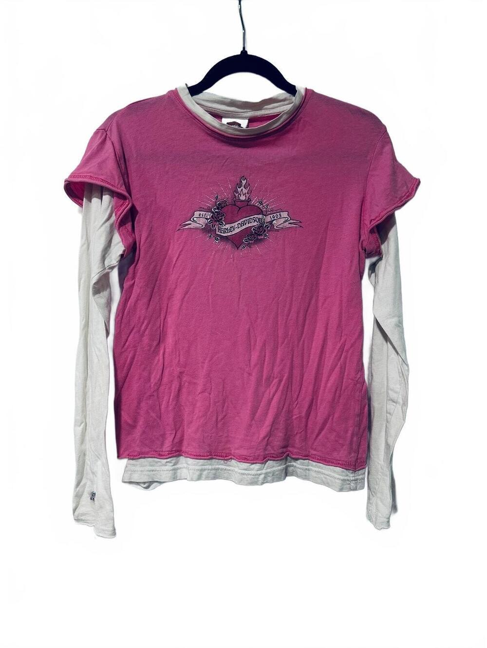 Harley-Davidson pink layered long sleeve top